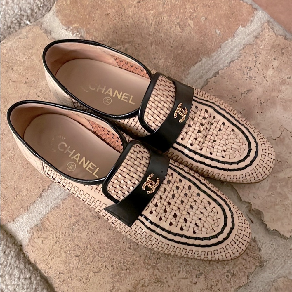 Chanel Woven Leather Loafers
